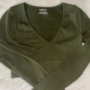 Garage Ribbed Army Green Long-Sleeve (Size S)